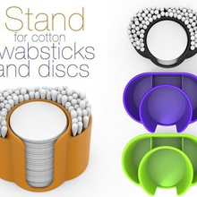 stand cotton swabsticks discs home bathroom glass buds hygiene holder 3d print model - Mito3D