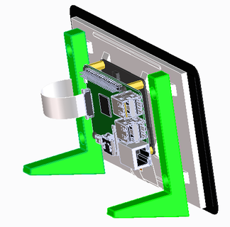 estante soporte frambuesa pi oficial 7 toque pantalla electrónica escritorio 3d print model - Mito3D