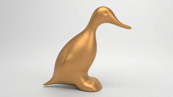 standing duck minimalist sculpture mid century brass modern 3d print model - Mito3D