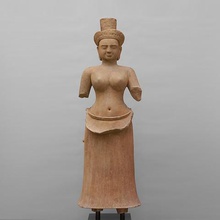 standing female diety head art met3d met museum scan sculpture scans replicas 3d print model - Mito3D