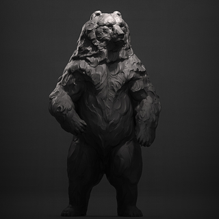 standing grizzly bear animal sculpture 3d print zbrush toy miniature figurine creature beast statue 3d print model - Mito3D