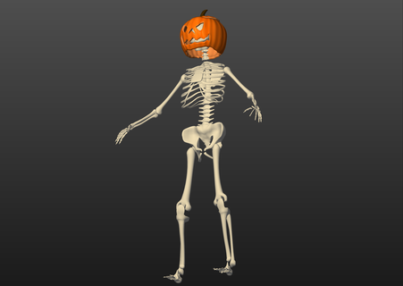 standing skeleton character characters pumpkin witch witch's hat halloween print-in-place 3d print model - Mito3D