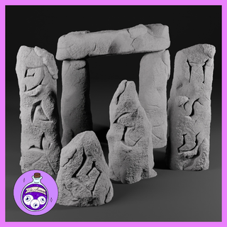 in piedi pietre Stonehenge druido rituale rune runa pietra runica folclore terreno spargere ttrpg dnd Dungeons and Dragons miniatura esploratore 3d print model - Mito3D