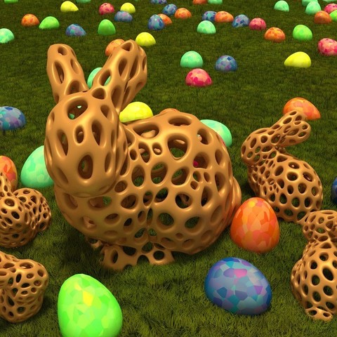 stanford bunny voronoi de estilo jogo animais páscoa 3D print model - Mito3D