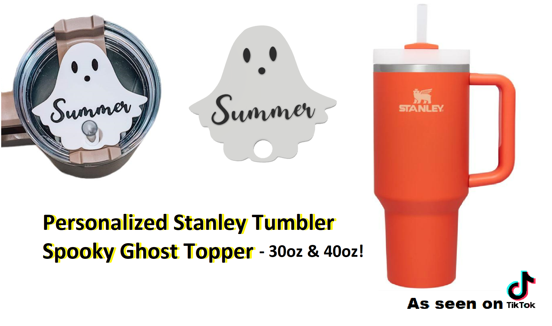 stanley 30oz & 40oz ghost tumbler topper 3D print model - Mito3D