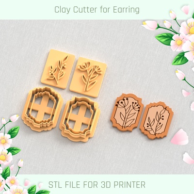 stapm viburnum frame set spring clay cutter tools earring 3d print model - Mito3D