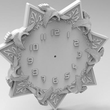 stelle orologio art arti animali uccelli fotogramma tempo segno badge La stampa 3d stampabile da parete stl modello interni orologi 3d print model - Mito3D