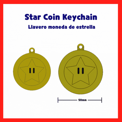 stella moneta portachiavi mario bros kart de estrella llavero geek 3d print model - Mito3D
