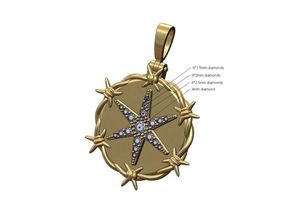 star diamond cluster barbwire thornes pendant bail 3d print model 3d print model - Mito3D