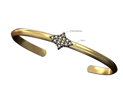 star diamond cluster cuff bracelet size 3d print model gold printable jewelry jewellery fashion silver luxury sterling bangle 3d print model - Mito3D