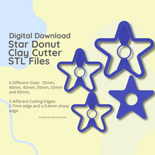 star donut clay cutter - stl digital file download- 6 sizes 2 versions 3d print model - Mito3D