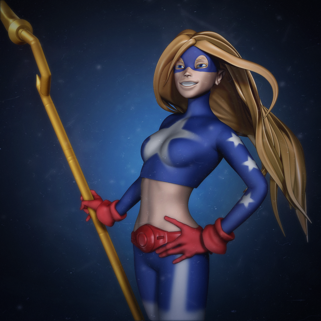 star kız dc yüksek poli yıldız meme Süper kahraman Sanat Kadın 3D print model - Mito3D