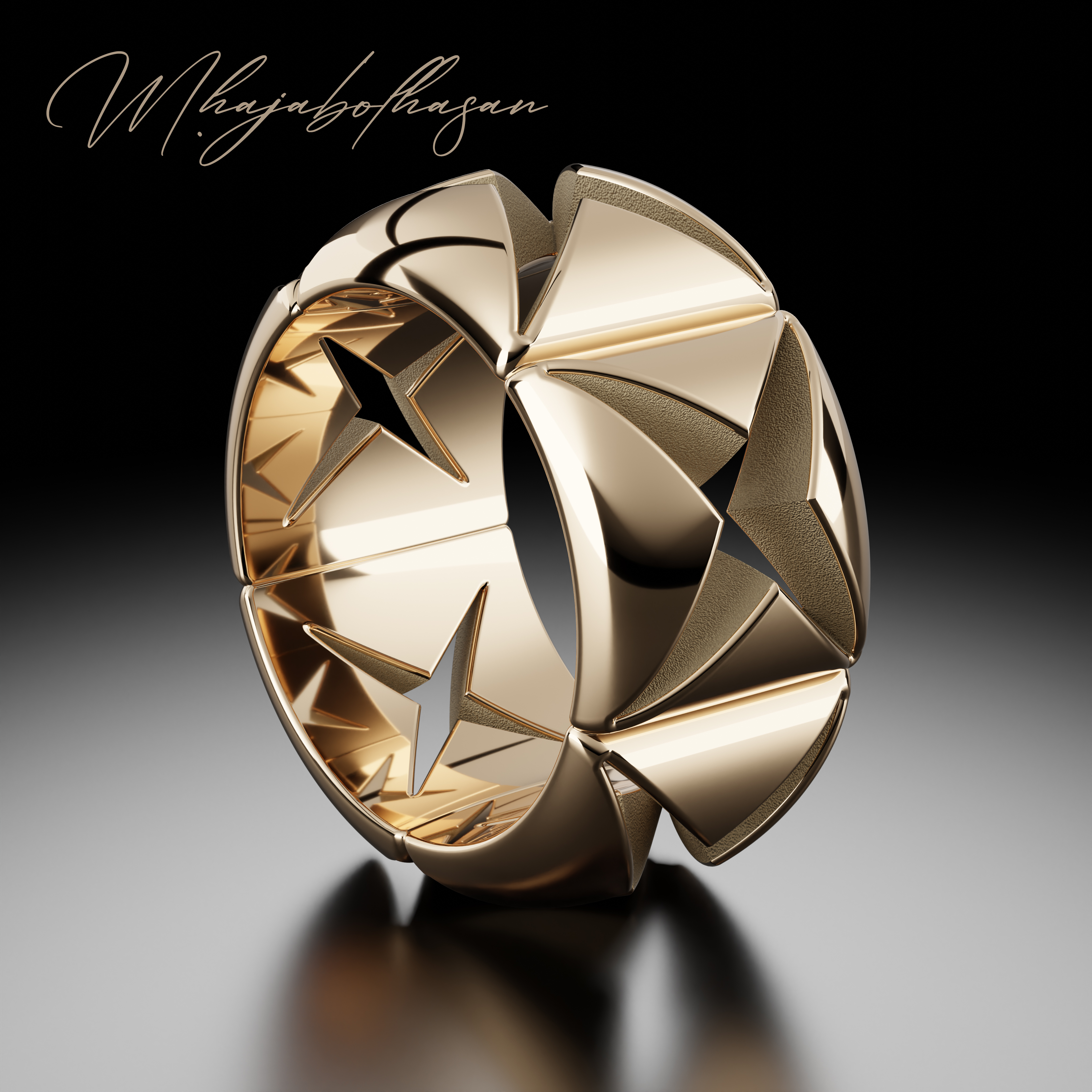 Star Gold Ring Schmuck Silber druckbar Diamant Ringe Engagement brillant Mode cad Karat Juwel 3D print model - Mito3D