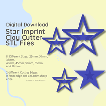 Estrela imprimir argila cortador stl digital Arquivo download 8 tamanhos 2 versões 3d print model - Mito3D