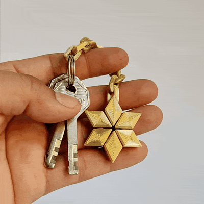 star keychain jewelry key ring fidget toy flexible articulated print in place flexi 3d print model - Mito3D