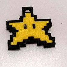 star keychain - super mario world single extrusion jewelry keychains 3d print model - Mito3D
