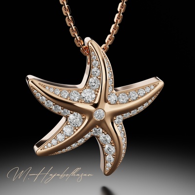 étoile of l'amour stella bijoux pendentif or engagement mariage valentin 3d modèle impression prêt to argent art stl cadeau diamant gemme 3d print model - Mito3D