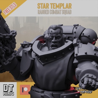 star templar - ranged combat free sample black head helmet skull wargame 40000 w40 hair warriors temper 3d print model - Mito3D