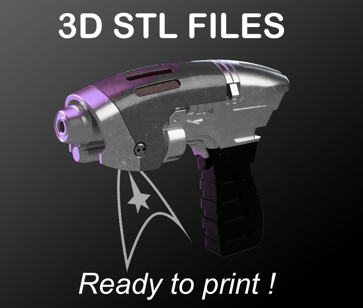 star trek enterprise - phase pistol gun phaser cosplay replica 3D print model - Mito3D