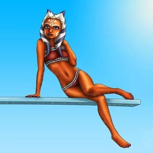 estrella guerras ahsoka piscina partido plantilla tano clon café pintada nariz Arte alfiler up niña 3D print model - Mito3D