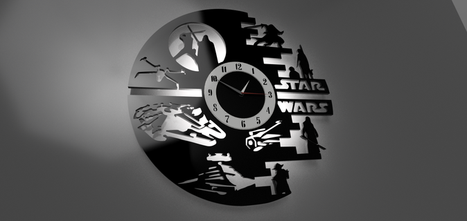 star wars clock led Home decoration wall child hour 3d print model - Mito3D