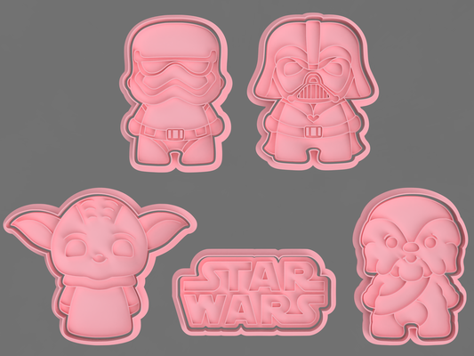 star kriege cutter plätzchen fondant zuhause haus schneider schneiden kekse gefroren yoda darth vader sturmtruppler logo chubaca chewbacca 3d print model - Mito3D