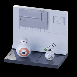 étoile guerres diorama jouet faible poly Véhicules soutien bb 8 robot 0 modèle Halloween 3d print model - Mito3D