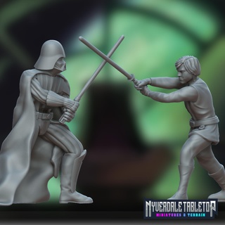 star savaşlar hayran Sanat Darth Vader Luke gökyüzü gezgini hayret komik stl Bedava minyatürler mini swl lejyon ölçek düello 3d print model - Mito3D