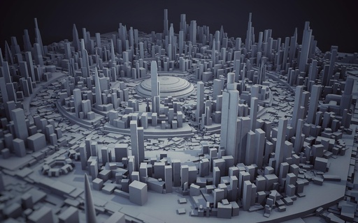 estrella guerras galáctico ciudad arquitectura Coruscant planeta espacio Ciencias ficción enorme complejo capital 3d print model - Mito3D