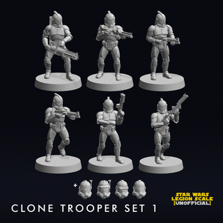 étoile guerres légion cloner soldat ensemble 1 miniatures Douane soutiens 3d impression prêt wargaming modèle artisanat 35mm brillant 3d print model - Mito3D