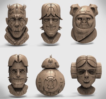 star savaşlar tiki maske paketlemek Sanat film Odun 3d print model - Mito3D