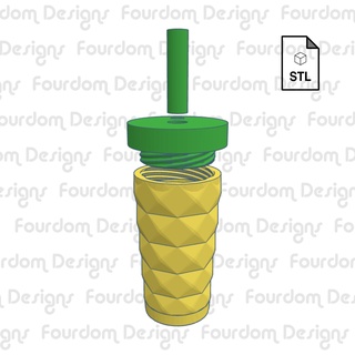 starbucks inspired pineapple tumbler keychain removable screw pill box Various cup charm container mold supplies stl coffee stash 3d print model - Mito3D