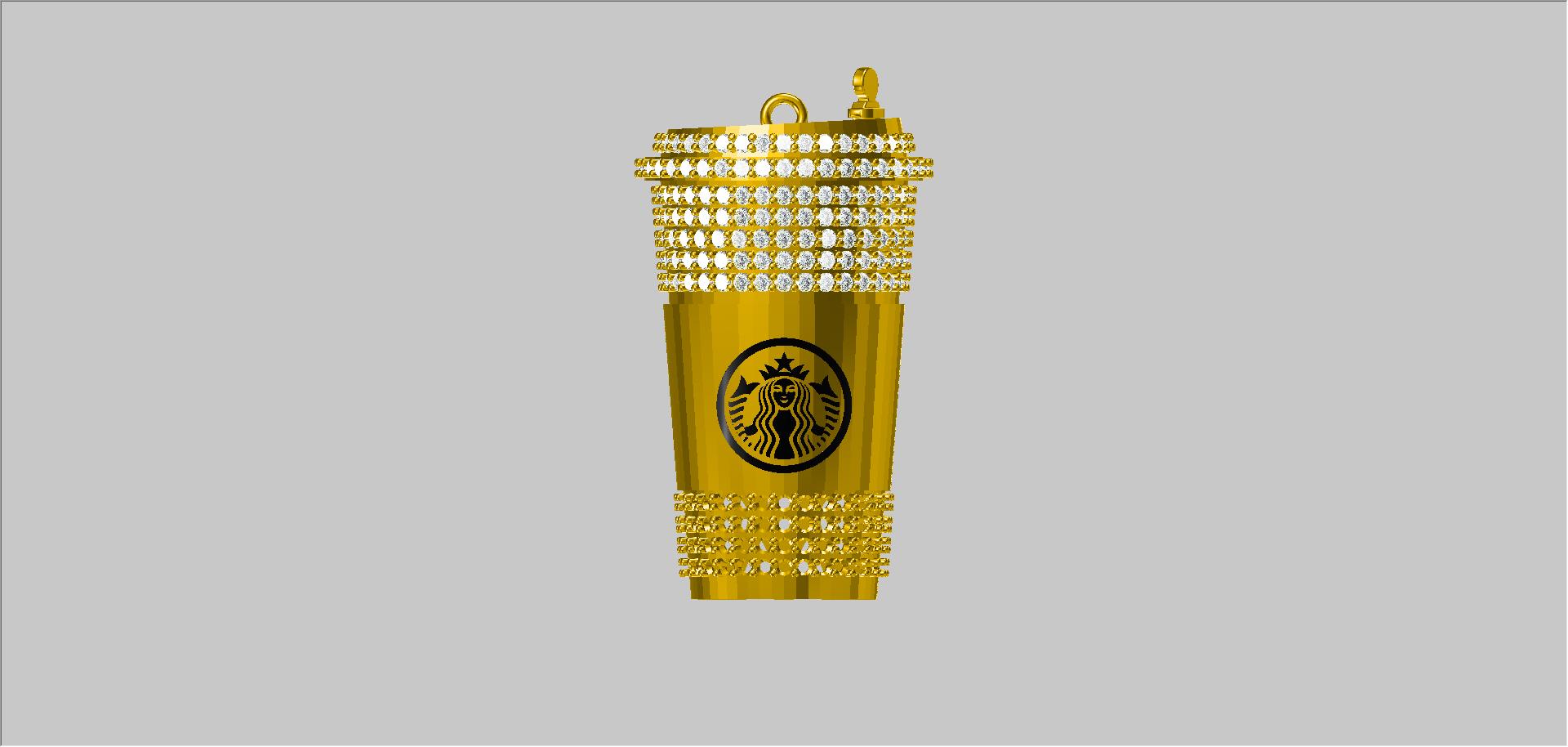 Starbucks pendentif Collier conception 3D print model - Mito3D