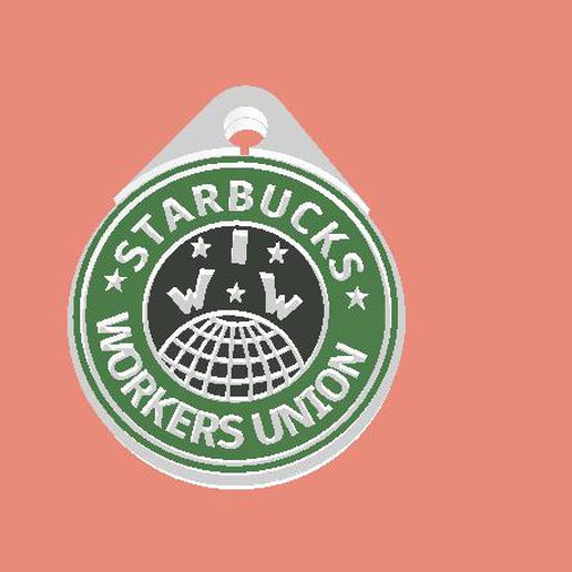 starbucks workers union keychain pendant jewelry worker iww international solidarity 3D print model - Mito3D