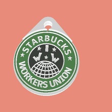 Starbucks lavoratori unione portachiavi pendente gioielleria lavoratore iww internazionale solidarietà 3d print model - Mito3D
