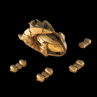 starcraft 2 protoss carrier chibi fleet spaceship gold toy 3d print model - Mito3D