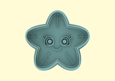 starfish cutter stamp Home sea animals whale shell siren mermaid tail cookie fondant ceramics top stl 3d print model - Mito3D