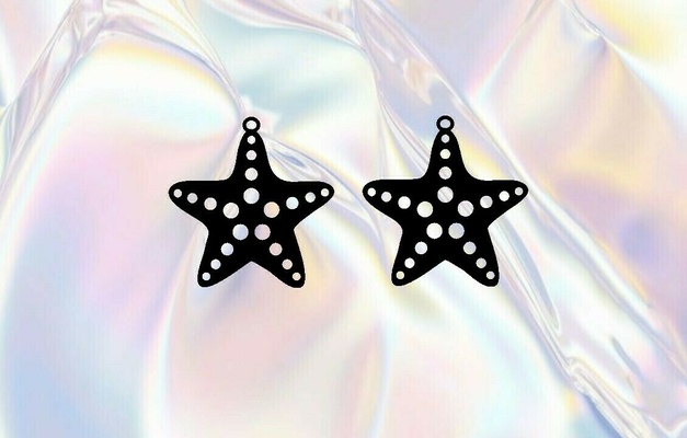 étoile mer cerceau boucle d'oreille pendentif charme cerceaux clé anneaux breloques 3d print model - Mito3D