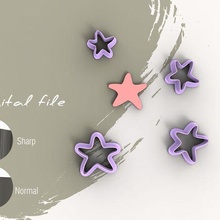 starfish polymer clay cutter digital stl file 4 sizes 2 versions jewelry nature cutters earrings sea 3d print model - Mito3D