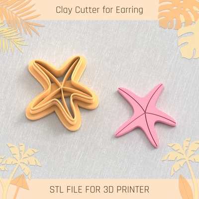 starfish summer clay cutter tools earring turtle beach shell 3d print model - Mito3D