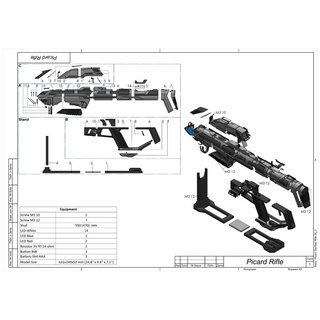 frota estelar phaser rifle Estrela caminhada picard imprimível 3d modelo stl + cafajeste agrupar pessoal 3d print model - Mito3D