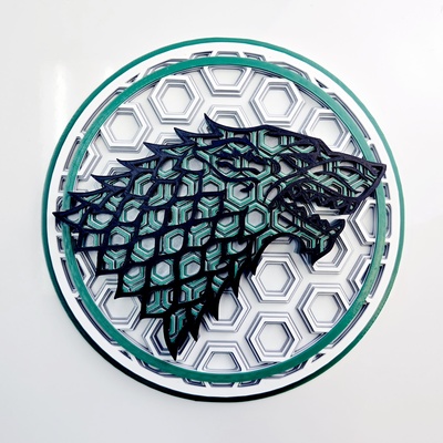 stark sigil dimensional mosaic art game of thrones 3d print model - Mito3D