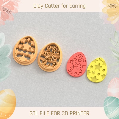 stars egg culrs easter polymer clay cutters cutter tools earring busket rabbit 3d print model - Mito3D