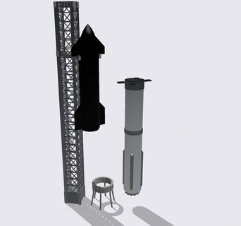 Raumschiff spacex Booster Elon Moschus Boca Chica Rakete starten Mars 3d print model - Mito3D