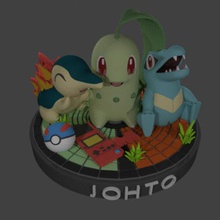 starter pokemon di johto gioco pkemon pokemones greatball pokeball pokedex kanto grouse chikorita totodile edli3d jannie 3d print model - Mito3D