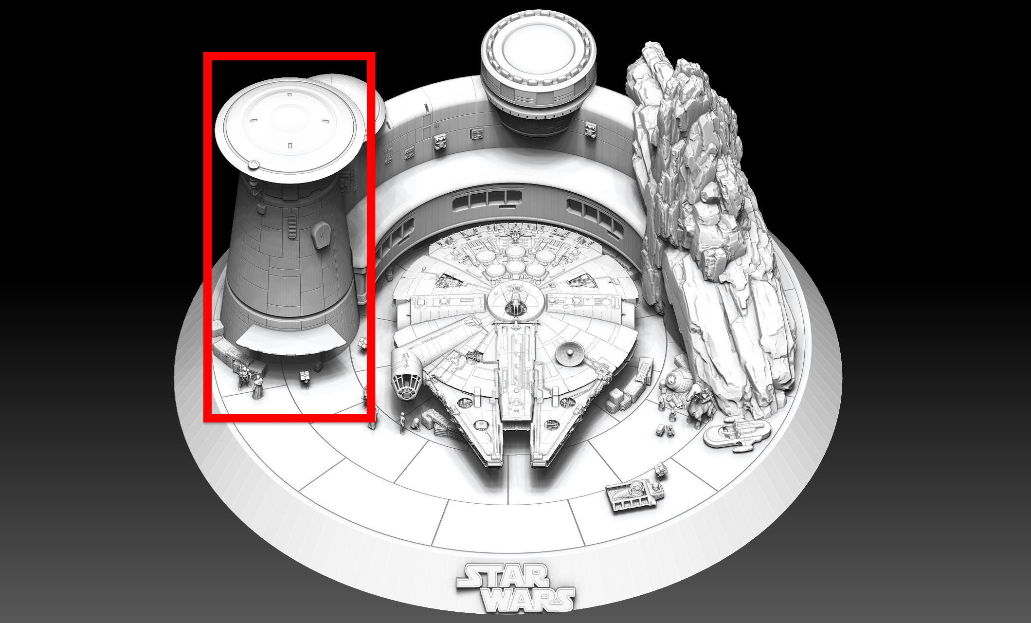 Guerra Estrelas Galaxy s Beira torre 1 144 escala bandai Estrela guerras milênio falcão diorama Jedi Stormtrooper rebelde aliança força 3D print model - Mito3D