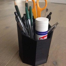 stationary holder home tidy desk pen organiser pencil office octagonal modern container 3d print model - Mito3D