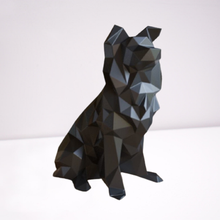 Statue Rand Collie poly Hund Dekoration niedrig geometrisch 3d print model - Mito3D