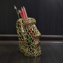 statue easter island art sculptures holde pencil voronoi interior organizer sculpture 3d print model - Mito3D