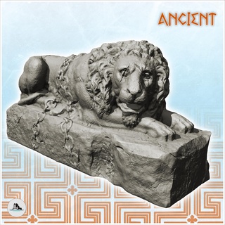 statue elongated lion damaged version 3 - ancient classic archaic historical 28mm 20mm 15mm wargaming architecture tabletop miniatures scenery wargame game terrain house accessories roman greek egyptian age latin antique carthage dba rome greece 3d print model - Mito3D